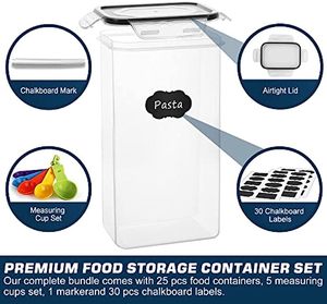24 PCS BPA Free Plastic air Tight Food Storage Containers for Food Dry Keeper, Bean, <b>Noodles</b>, Cereal, Sugar Container - Product Image 3