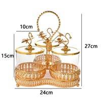 Pot de rangement en verre de style européen avec couvercle papillon et poignée en fer, 3/4 compartiments, pour café, sucre, bonbons, décoration de table de salon