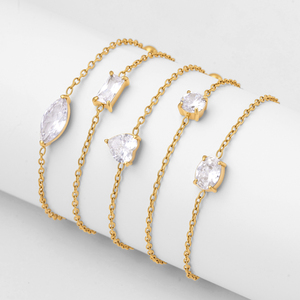 <span class=keywords><strong>J</strong></span>&D Jewelry Elegante Brazalete Ajustable <span class=keywords><strong>de</strong></span> Acero Inoxidable con Oro <span class=keywords><strong>de</strong></span> 18K y Circonita Brillante en Forma <span class=keywords><strong>de</strong></span> Corazón, Joyería Impermeable para Mujer - Product Image 1