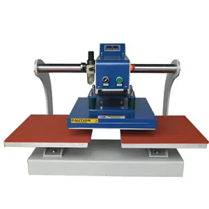 High efficiency automatic two working tables 30X30cm pneumatic garment logo heat transfer machine for clothing