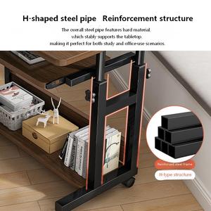 Escritorio Móvil para Portátil <span class=keywords><strong>con</strong></span> Ruedas y Altura Ajustable, Mesa Auxiliar para Cama, Dormitorio, Oficina en <span class=keywords><strong>Casa</strong></span>, Estudio y Trabajo - Product Image 5