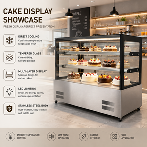 Vitrine Réfrigérée Commerciale en Acier Inoxydable à Refroidissement Direct pour Gâteaux, Réfrigérateur de Pâtisserie, Vitrine à Gâteaux - Product Image 1