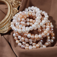 Bracelets extensibles en perles naturelles d'eau douce, couleur bonbon, bijoux de festival, promotionnels pour diffusion en direct