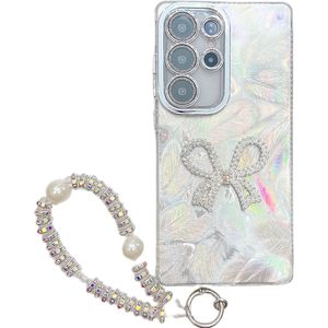 Funda para iPhone 16 con Lazo de Diamantes de Imitación, Protección de Lente de TPU, Cobertura Total, Diseño Electrochapado en Gris Plateado - Product Image 5