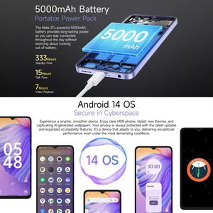 Ulefone Note 21 Android14 Identification faciale et empreinte digitale 4 Go + 128 Go 6.56 pouces Téléphone portable Unisoc T606 Octa Core 4G Smartphone OTG double SIM - Product Image 6