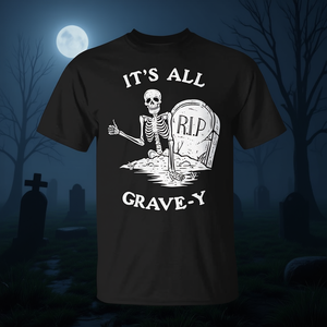 Camiseta con diseño de calavera y esqueleto de Halloween de It's All Grave Y Skeleton - Product Image 3