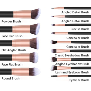 ชุดแปรงแต่งหน้าด้ามไม้ 14 ชิ้น ขนแปรงสังเคราะห์ สีดำ แบรนด์ส่วนตัว สำหรับแต่งหน้าใบหน้า - Product Image 2