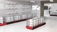 Vitrine de présentation en verre rétroéclairée populaire pour le commerce de détail, en verre trempé sans cadre, pour l'aménagement des magasins de cosmétiques et de soins de la peau