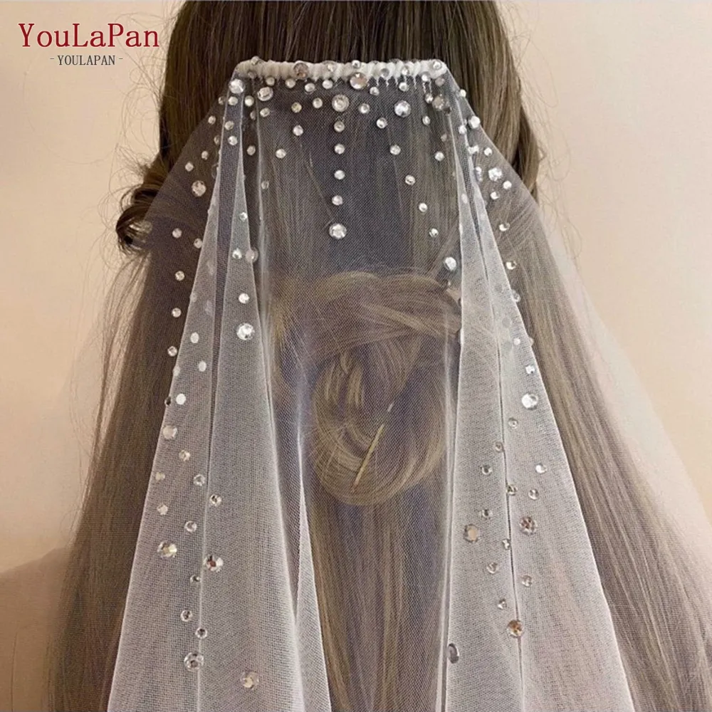 YouLaPan V169 Wholesale Wedding Accessories Handmade Women's Veil Bridal Veil Chapel Rhinestone Single Layer Bridal Veil