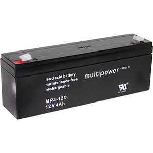 แบตเตอรี่ตะกั่วกรด Multipower Mp4-12D 12V 4Ah ไม่ต้องบำรุงรักษา ชาร์จได้ - Product Image 1