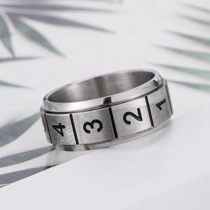 Retro Style <b>Titanium</b> Steel Rotating <b>Ring</b> With Arabic Numerals Unisex Fashion Jewelry Gift For Men And Women - Product Image 3