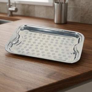 <b>Stainless</b> <b>Steel</b> Dollar Serving Trays Dishes-Eco-Friendly Dishwasher & <b>Microwave</b> Safe Polished Finish - Product Image 5
