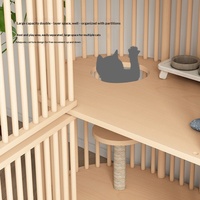 Maison pour chat en bois massif, grande villa à double étage, cage et nid pour chat, mobilier pour animaux de compagnie, forme ovale, fermeture à boucle, modèle HH-007