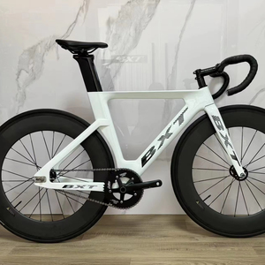 Bicicleta de Pista BXT de Fibra de Carbono, Elegante, 700C*28C, Diseño Aerodinámico, Juego de Ruedas de Disco de Carbono Ultraligero, Bicicleta de Piñón Fijo de Una Velocidad Discreta - Product Image 1