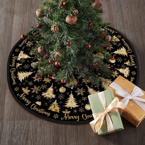 Jupe de sapin de Noël YUELIAN 120 cm dorée imprimée, écologique, en peluche courte, vente en gros d'usine, décoration de sapin - Product Image 2