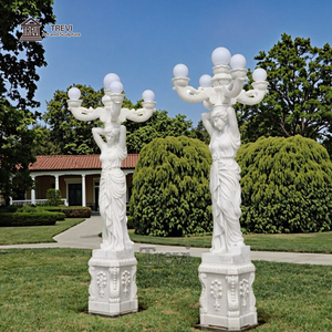 Sculpture de lampe de statue de dame en marbre blanc sculpté à <span class=keywords><strong>la</strong></span> main dans <span class=keywords><strong>la</strong></span> cour du manoir - Product Image 4
