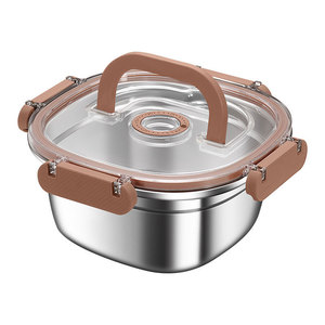 304 Stainless Steel Food Storage Container Round Clip On Lid Refrigerator Safe Portable Travel Lunch Box Multi Purpose - Product Image 2