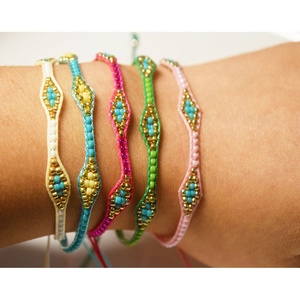 Fashion Glass Seed Beaded Woven Bohemian Elegant Charm Woven Jewelry <strong>Stack</strong> <strong>Bracelets</strong> Blue Handmade - Product Image 2
