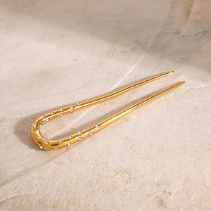 Thép không gỉ sang trọng kim cương tóc <span class=keywords><strong>pins</strong></span> đối với phụ nữ Bridal phụ kiện bán buôn 18K vàng mạ tóc trang sức cho cô gái Wedding - Product Image 3