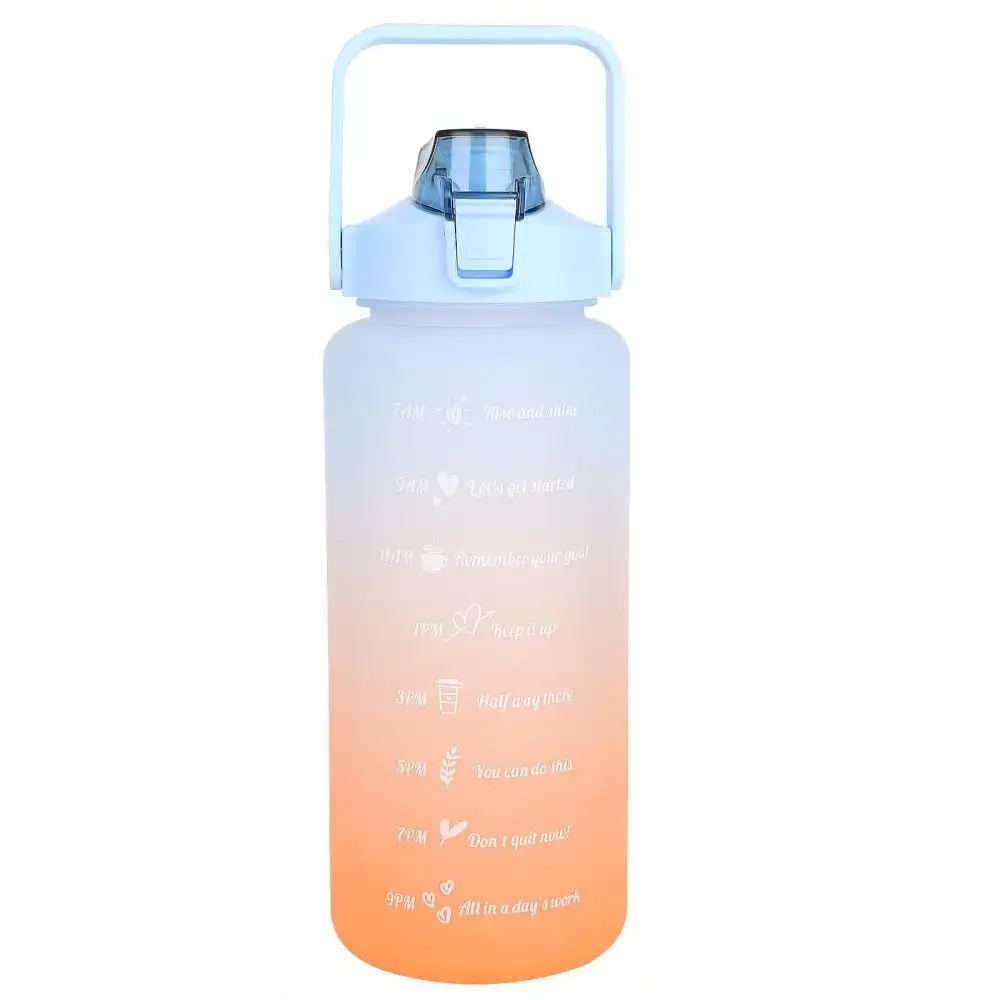 wholesale Gradient Color BPA FREE Plastic Half Gallon Gym Fitness 64oz 2.2L Motivational Water Bottles with Time Marker