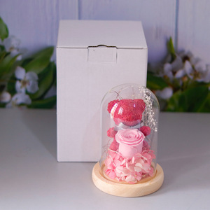 TC Hot <strong>Sale</strong> Eternal <strong>Rose</strong> Flower in LED Glass Dome Valentine Mother's Day New Design Gift Preserved <strong>Moss</strong> Bear <strong>Rose</strong> Bouquet Gift - Product Image 3