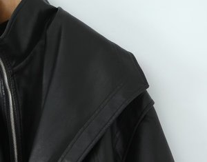 MYST&amp;ZA Women's Clothing 25 Autumn New Style Fashionable Casual Versatile Stand-up Collar <strong>Long</strong> Loose Pu Imitation <strong>Leather</strong> <strong>Jacket</strong> - Product Image 2