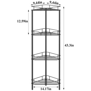 Bathroom Corner Shelf 4 Tier Triangular Metal Storage Rack Freestanding Black Multi Layer Organizational Unit For Bathroom - Product Image 1