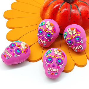 Cuentas de silicona con orificios rectos, diseño de calavera de azúcar y calabaza de Halloween, sueltas, para bolígrafos personalizables, llaveros, manualidades DIY, venta al por mayor - Product Image 1