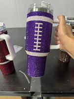 Nouveaux Gobelets Isothermes en Acier Inoxydable de 40 oz, 9 Couleurs, Oranges, à Strass Scintillants, Thème Football/Rugby, Écologiques, avec Paille