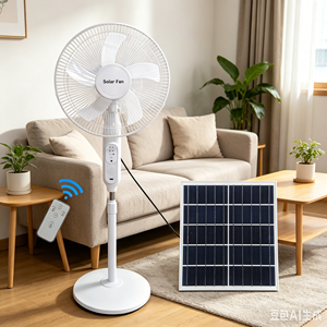 Ventilateur solaire haute capacité 15000 mAh, panneau haute efficacité 20W, 3 vitesses, ventilateur rechargeable avec indicateur de charge et port USB pour téléphone - Product Image 5