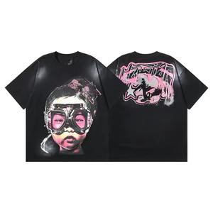 OEM Retro 100% Cotton Heavyweight Mens Oversized <b>Tshirt</b> Dtg Print Tee Logo T-shirt Stone Acid Washed Vintage Custom Men's <b>TShirt</b> - Product Image 5