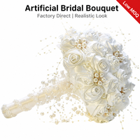 Luxe rozen bruidsboeket met parelketting, handgemaakte kunstbloem, bruiloft ceremonie, Valentijnscadeau, handbloem