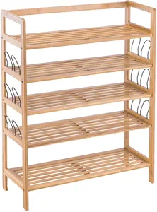 Entryway Door Shoe Rack 5 Tier Bamboo Shoe Shelf Storage Organizer