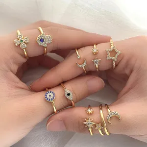 Anéis minimalistas de dedos turcos, joias turcas com olho fino da sorte