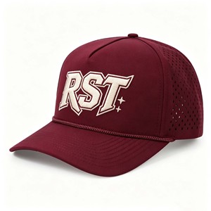 Gorra de golf impermeable sin estructura de 5 paneles con visera plana y cierre a presión, gorra trucker con corte láser, gorra perforada con cuerda, gorras de béisbol para hombre - Product Image 1