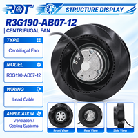 Ventilateur centrifuge EC R3G190-AB07-12 230V 190mm à pales courbées vers l'arrière, haute vitesse, pour refroidissement d'armoires de contrôle à onduleur, pièce de rechange