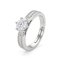 Bague en laiton plaqué rhodium avec moissanite, certifiée GRA 1,0 carat, bijoux de fiançailles en gros