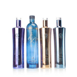 Tùy chỉnh 750ml 50ml Cao Flint kim loại mạ điện trang trí rỗng Tequila Gin <span class=keywords><strong>Vodka</strong></span> rượu chai thủy tinh với nút chai vít cap - Product Image 1