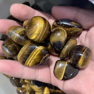 Wholesale natural Polished Crystal Gravel Yellow Tiger Eye Tumbled Healing Stones Macadam for feng shui Home Decoration