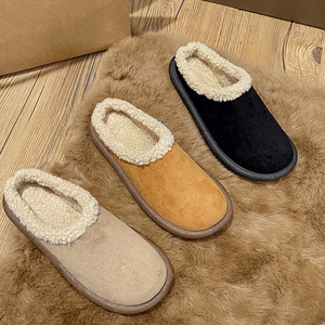 Bottes d'hiver en daim de vache, style rétro, fourrure moelleuse, à bout ouvert, pour femmes, nouvelle collection 2024 - Product Image 3
