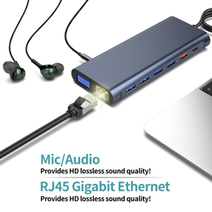 14合1 C扩展坞充电器笔记本电脑USB C集线器，带双HDMI 4k 8k SD TF USB 3.1 USB-C 10gb PD 100W VGA RJ45 3.5毫米音频 - Product Image 6