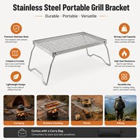 Gril de camping portable amélioré en acier inoxydable 304 robuste avec grille pliable et sac de transport, grande taille pour le camping