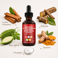 Gouttes buvables de berbérine et cannelle de Ceylan 60ml, supplément de melon amer, curcuma et chrome pour le soutien de la glycémie chez la femme, OEM