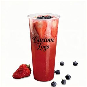 Gobelets en plastique PP transparents à fond plat, anti-fuite, jetables, écologiques, personnalisables avec logo, givrés, 90 mm, 260-1000 ml, vente en gros - Product Image 1