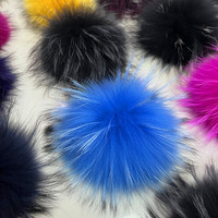 Usine En Gros DIY Pompons 15cm Rouge Noir Blanc Gris Violet Rose Boules De Fourrure De Raton Laveur pour Bonnets Chapeau Véritable Fourrure Naturelle Pompon