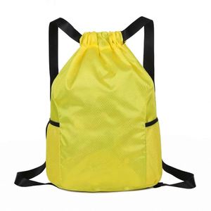 Drawstring <b>Backpack</b> With Front Zipper Pocket Ripstop Cinch <b>Backpack</b> Mesh Side Pockets Adjustable Straps Lightweight Casual - Product Image 5