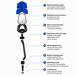 Rétroviseurs universels pour moto tout-terrain, motocross, <span class=keywords><strong>enduro</strong></span>, VTT, scooter, moto, rétroviseurs latéraux à motif feuille, boîtier coloré - Product Image 5