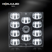 Réflecteurs HONJU à 6 lampes T2M-Cutoff pour lampadaires LED, en plastique PC avec structure plano-convexe et motif carré