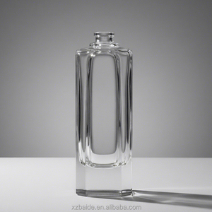 Custom Eco-friendly <b>Glass</b> Perfume <b>Bottle</b> 75ml 80ml Irregular Crimp Recyclable clear <b>Empty</b> Perfume <b>Bottle</b> with Colored Resin Cap - Product Image 2