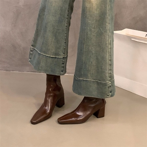 <span class=keywords><strong>Stivaletti</strong></span> da <span class=keywords><strong>Donna</strong></span> in Pelle Multicolore con Punta Quadrata e Tacco Largo, Elasticizzati, alla Moda per Uso Quotidiano Casual, Vendita all'Ingrosso - Product Image 2